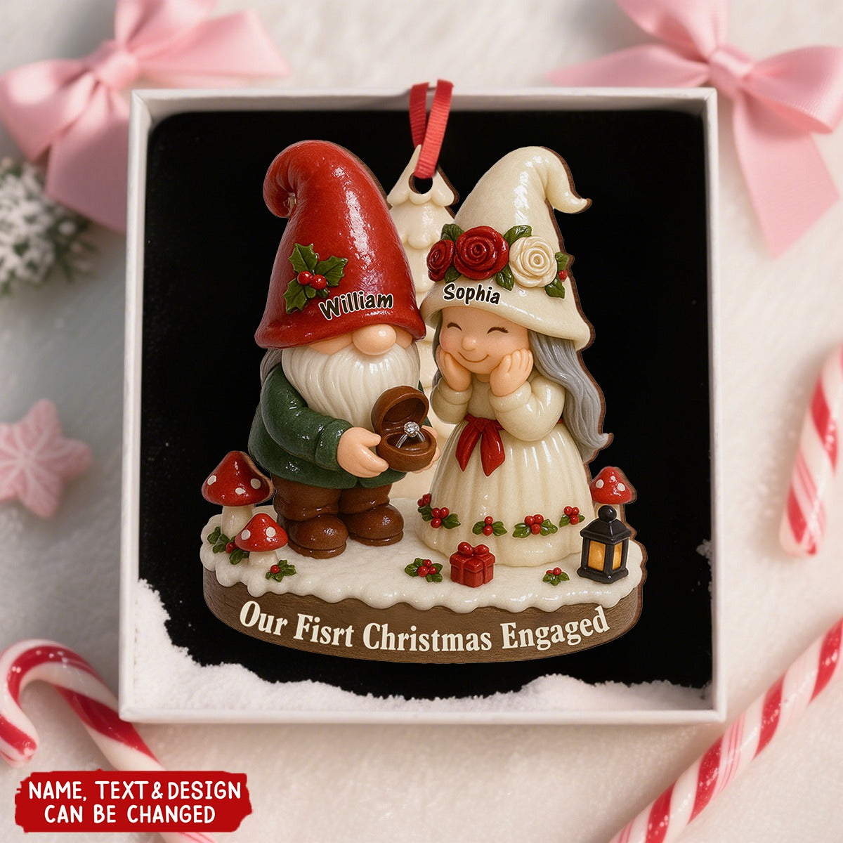 Our First Christmas Engaged - Personalized Christmas Acrylic Ornament