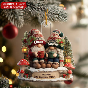 Going Old Together Dwarf Couple - Personalized Christmas Acrylic Ornament