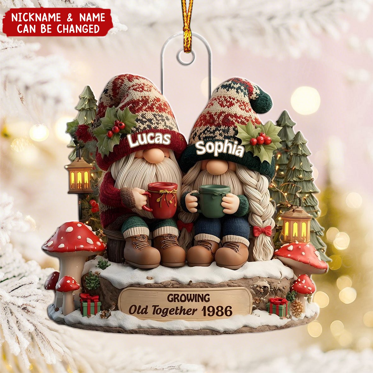 Going Old Together Dwarf Couple - Personalized Christmas Acrylic Ornament