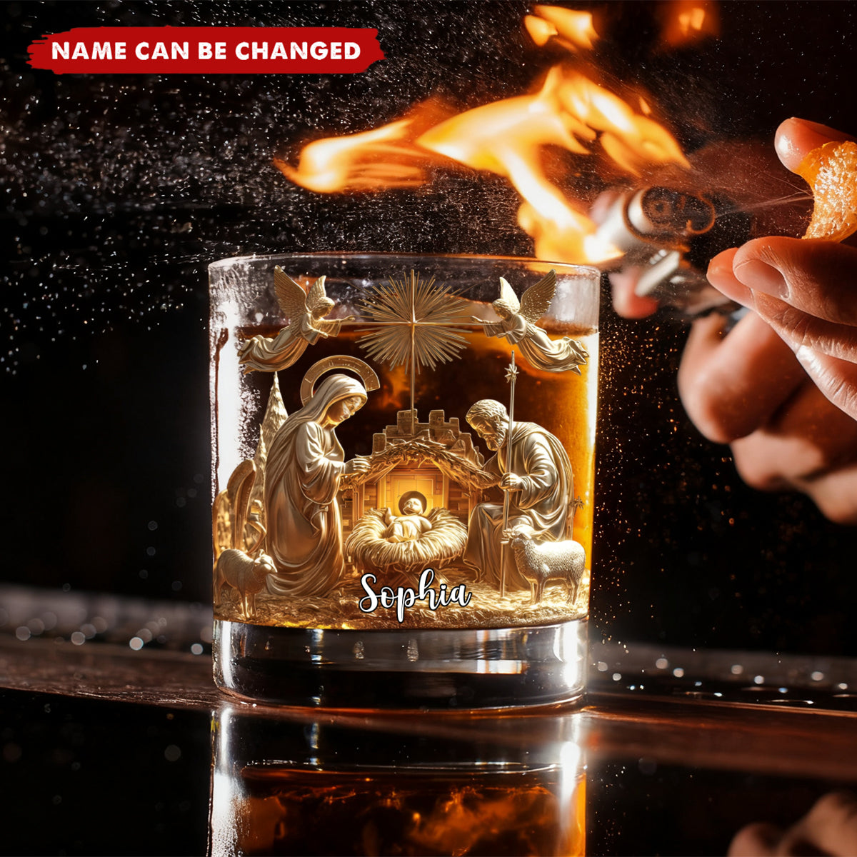 Nativity Moment - Personalized Christian Whiskey Glass