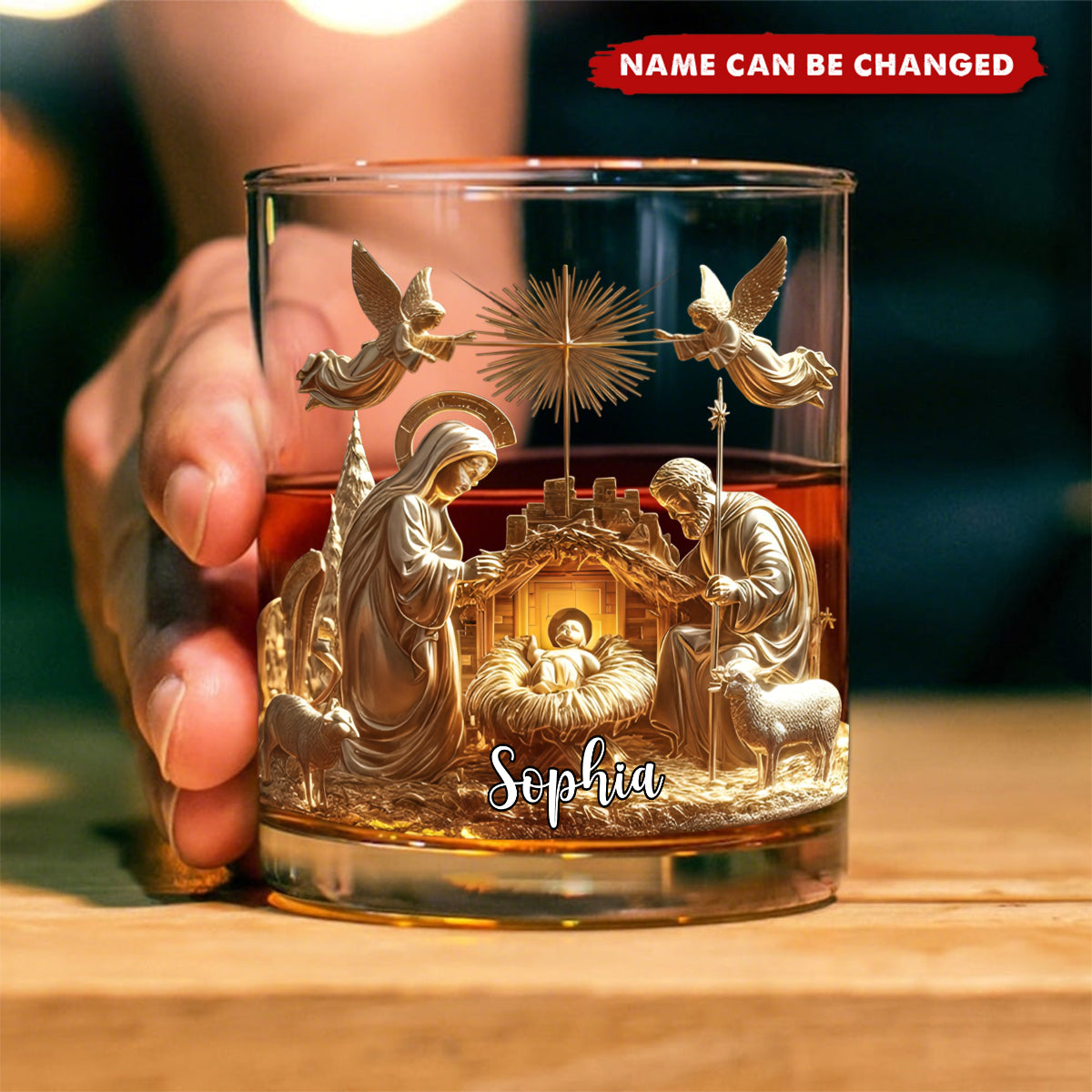 Nativity Moment - Personalized Christian Whiskey Glass