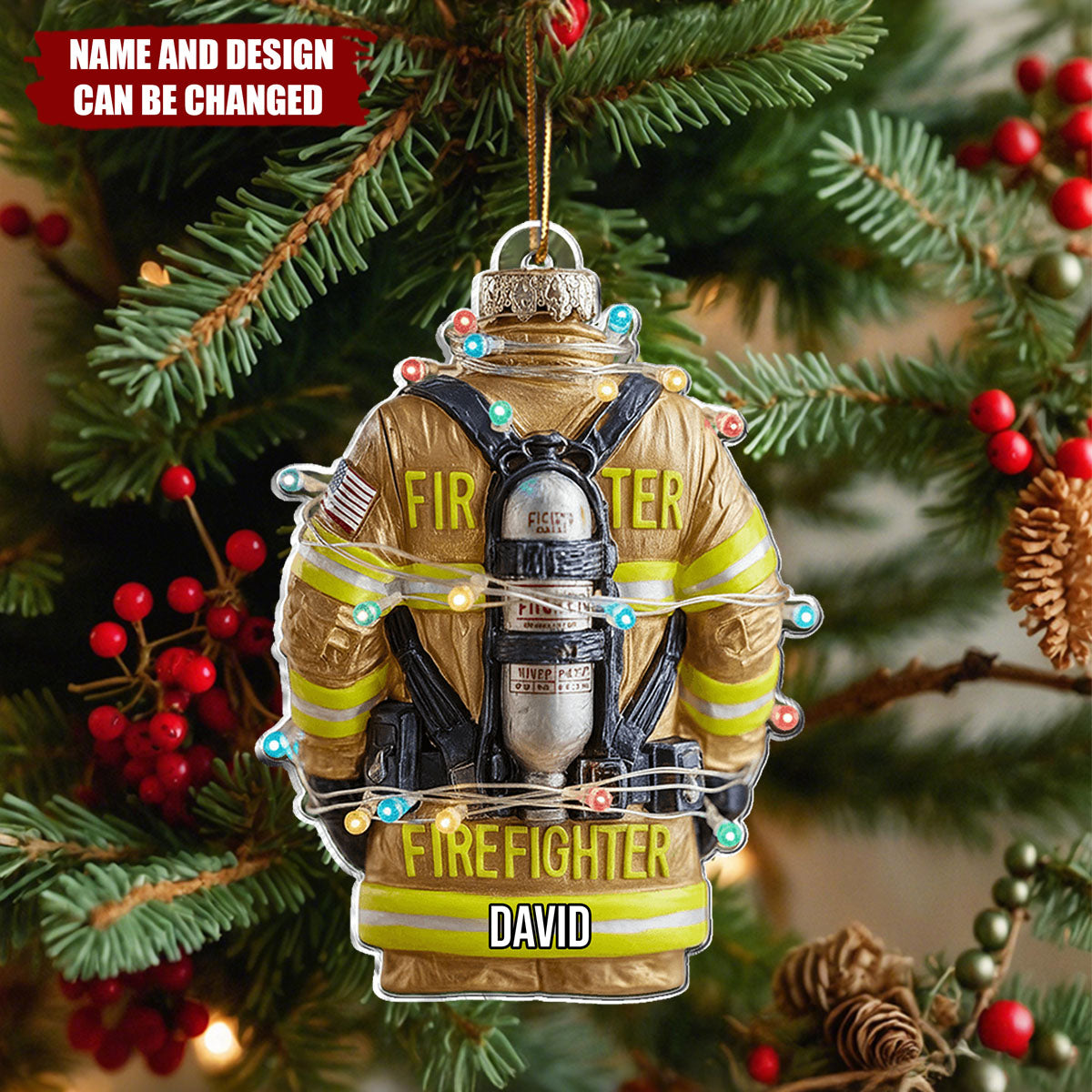 Proud Firefighter Christmas - Personalized Christmas Acrylic Ornament