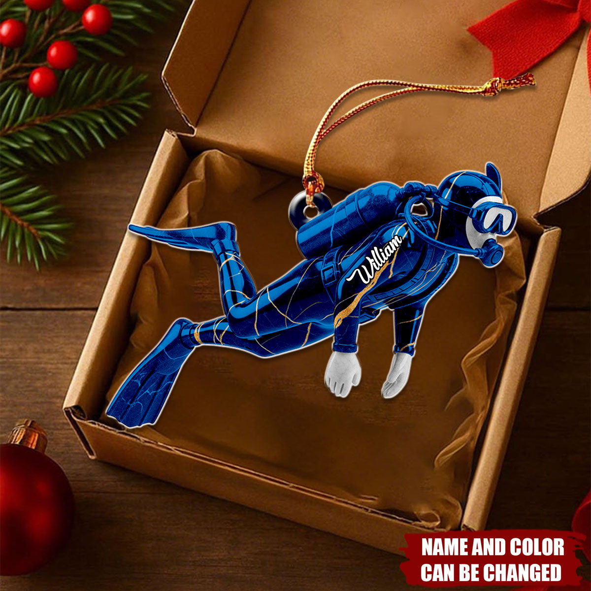 Love Scuba Diving - Personalized Christmas Acrylic Ornament