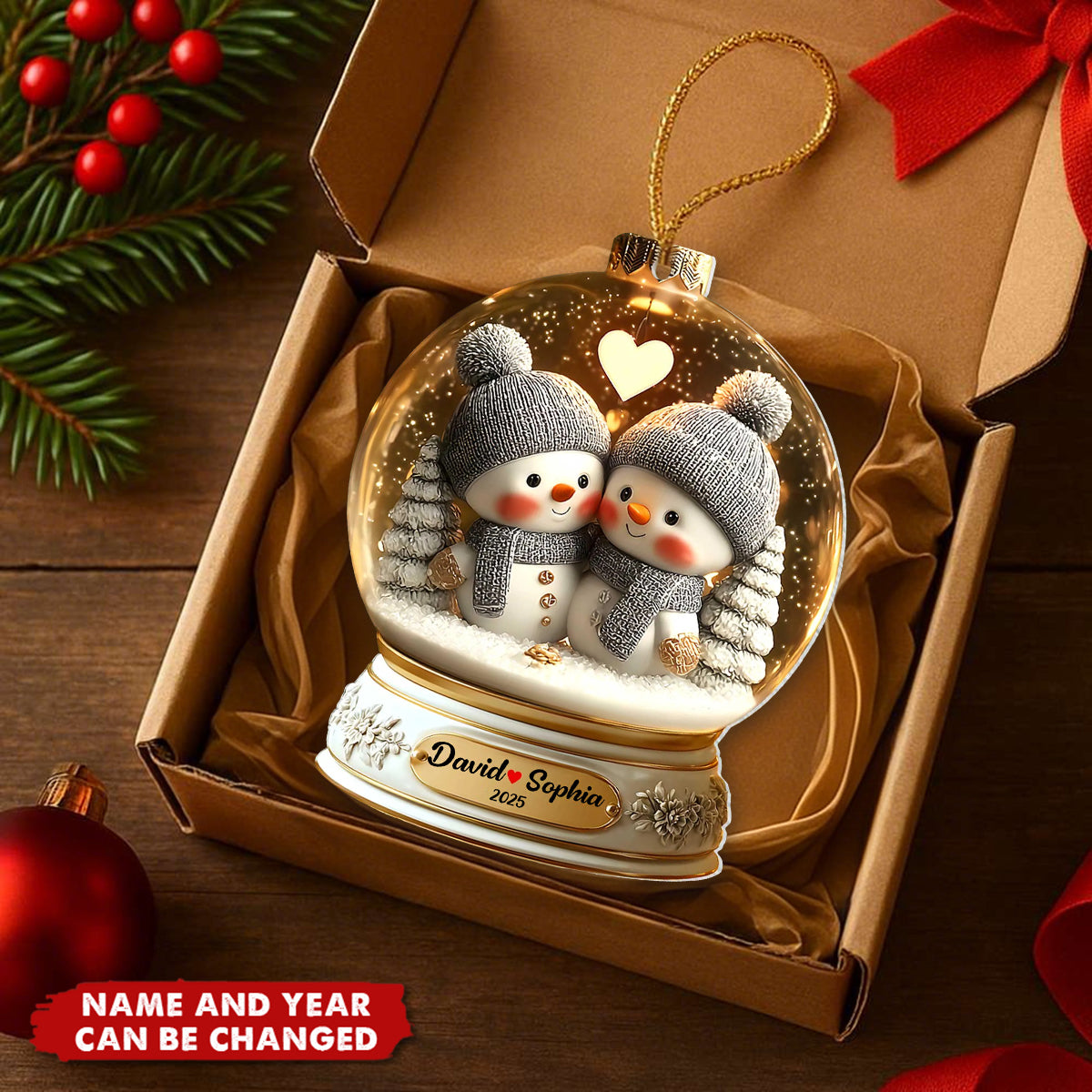 Snowman Couple - Personalized Christmas Acrylic Ornament
