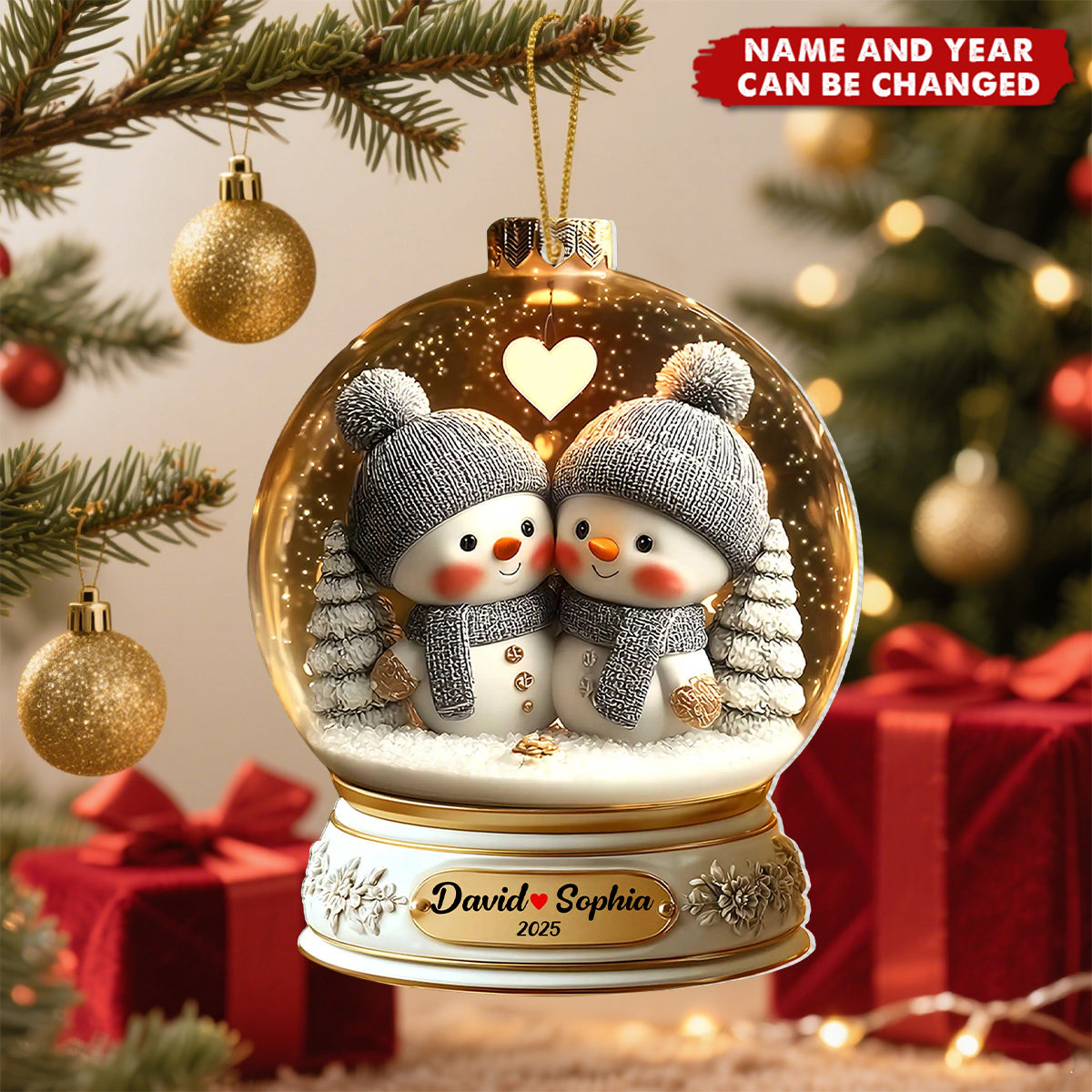 Snowman Couple - Personalized Christmas Acrylic Ornament