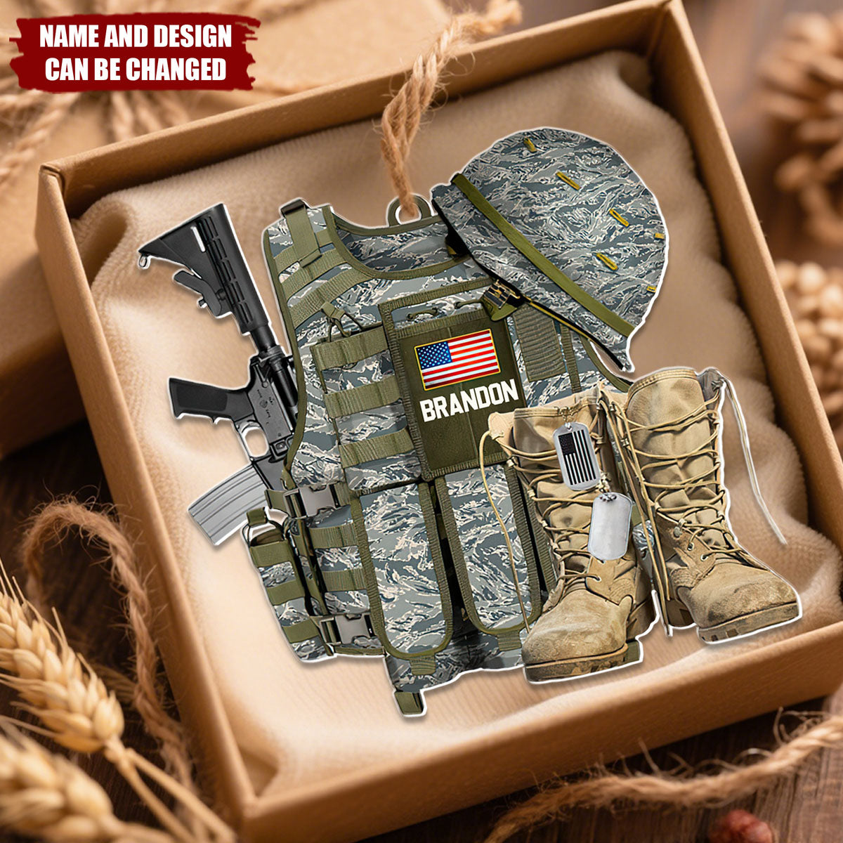 Military Uniform US Veteran - Personalized Christmas Acrylic Ornament