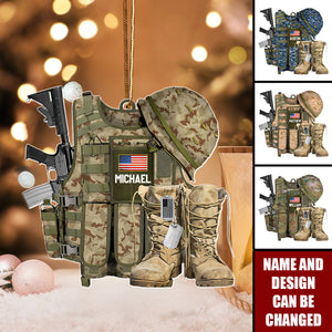 Military Uniform US Veteran - Personalized Christmas Acrylic Ornament