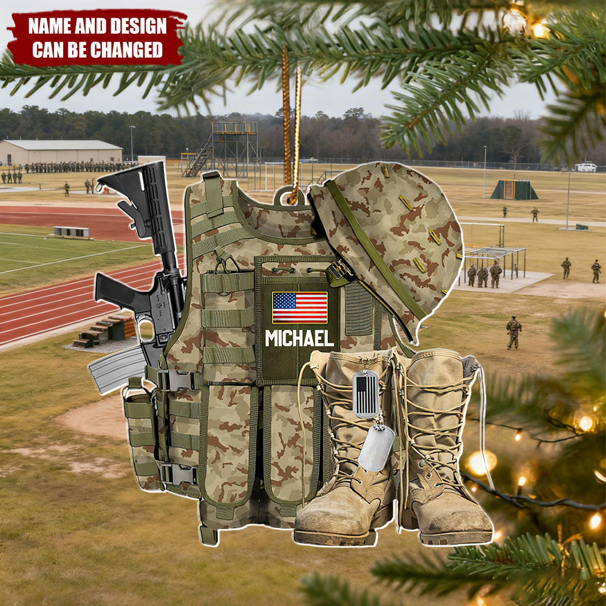 Military Uniform US Veteran - Personalized Christmas Acrylic Ornament