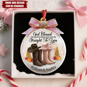 God Blessed The Broken Road That Led Me Straight To You - Personalized Christmas Acrylic Ornament