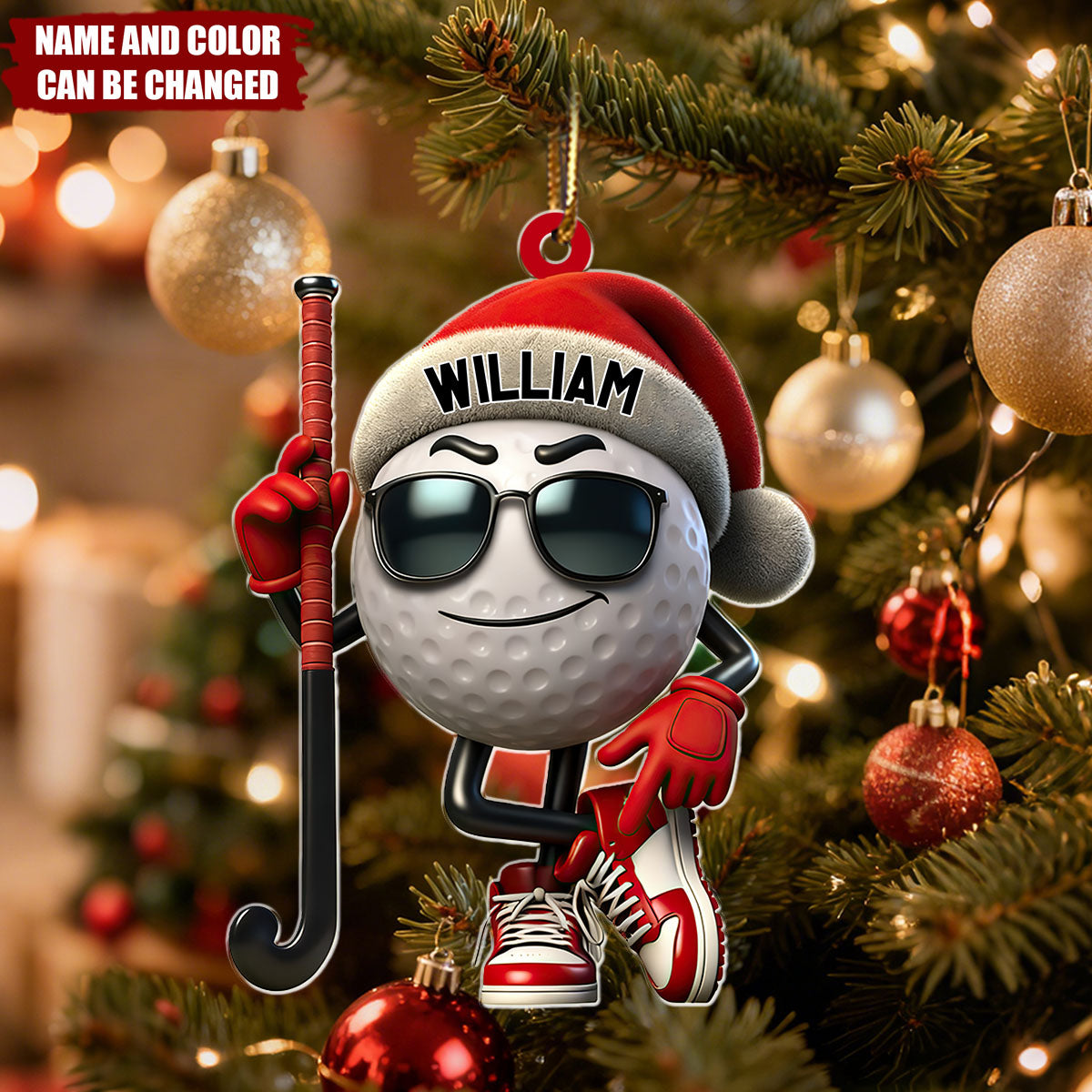 Gold Ball Home Decor Christmas Ornament - Personalized Christmas Acrylic Ornament