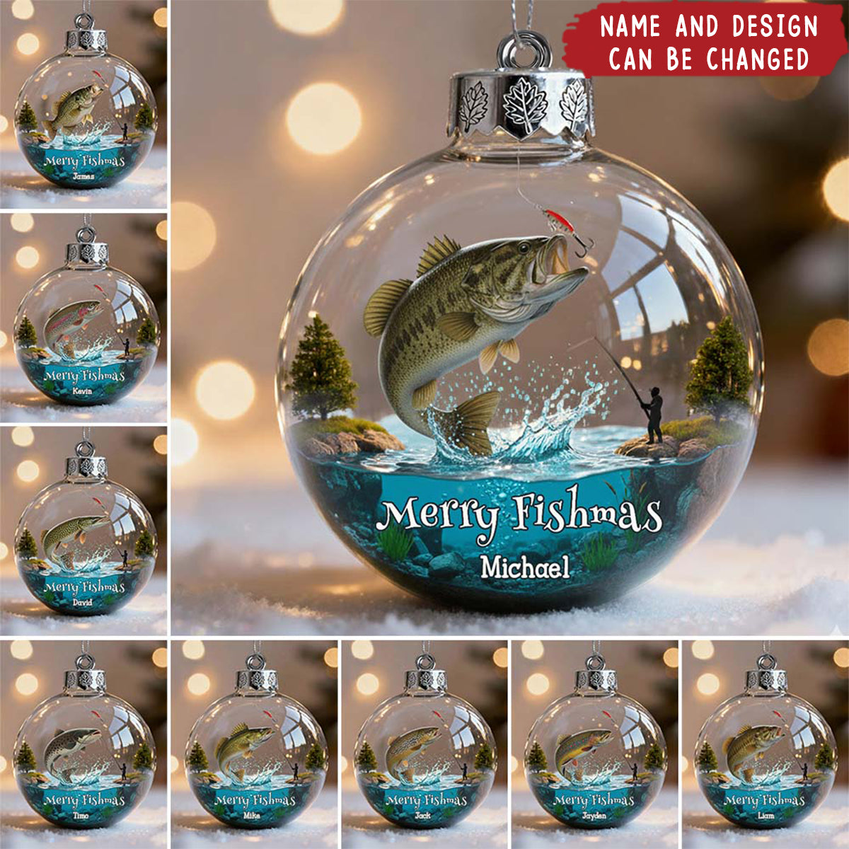 Merry Fishmas - Personalized Christmas Acrylic Ornament