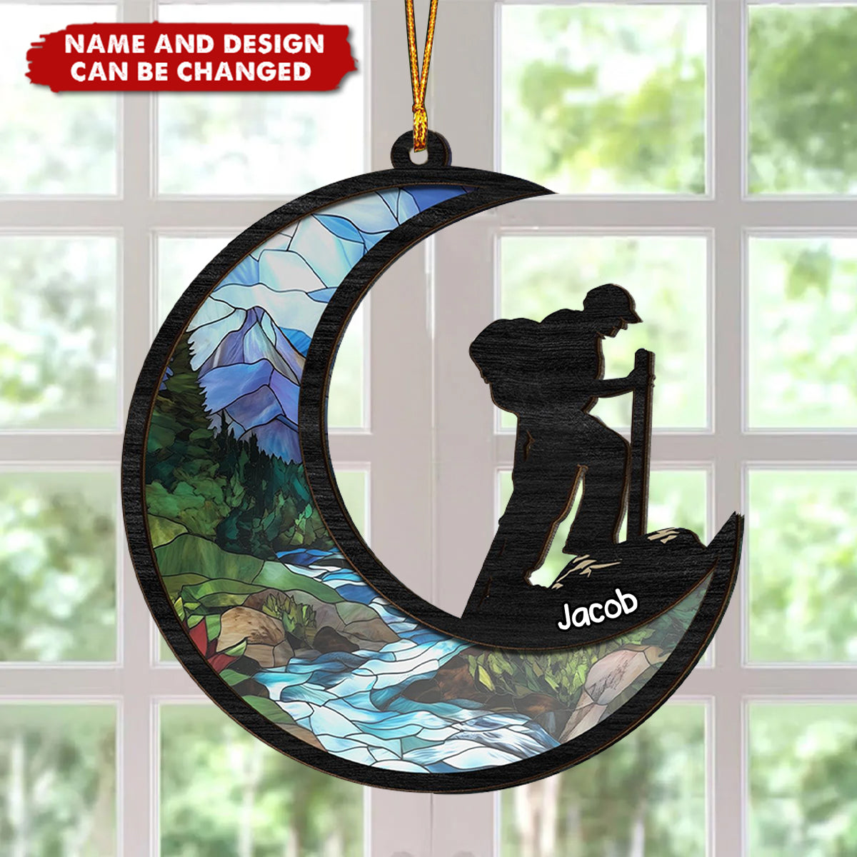 Hiker - Personalized Window Hanging Suncatcher Ornament