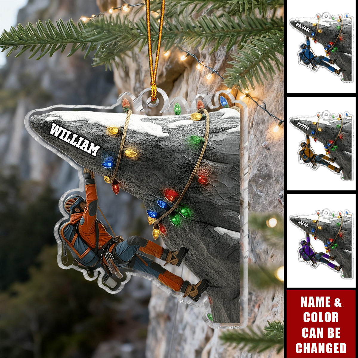 Holiday Climbing - Personalized Christmas Acrylic Ornament