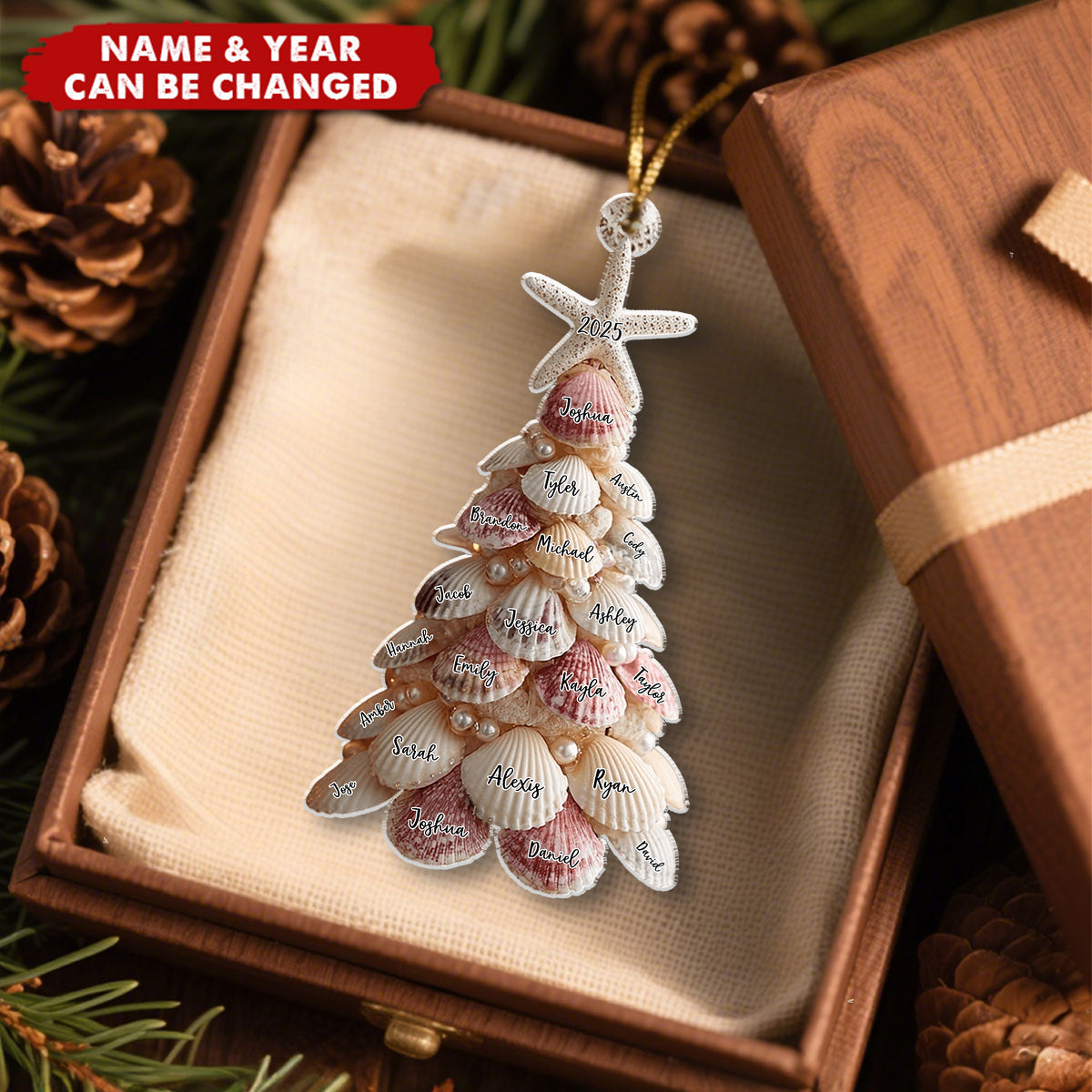 Seashell Christmas Tree - Personalized Christmas Acrylic Ornament