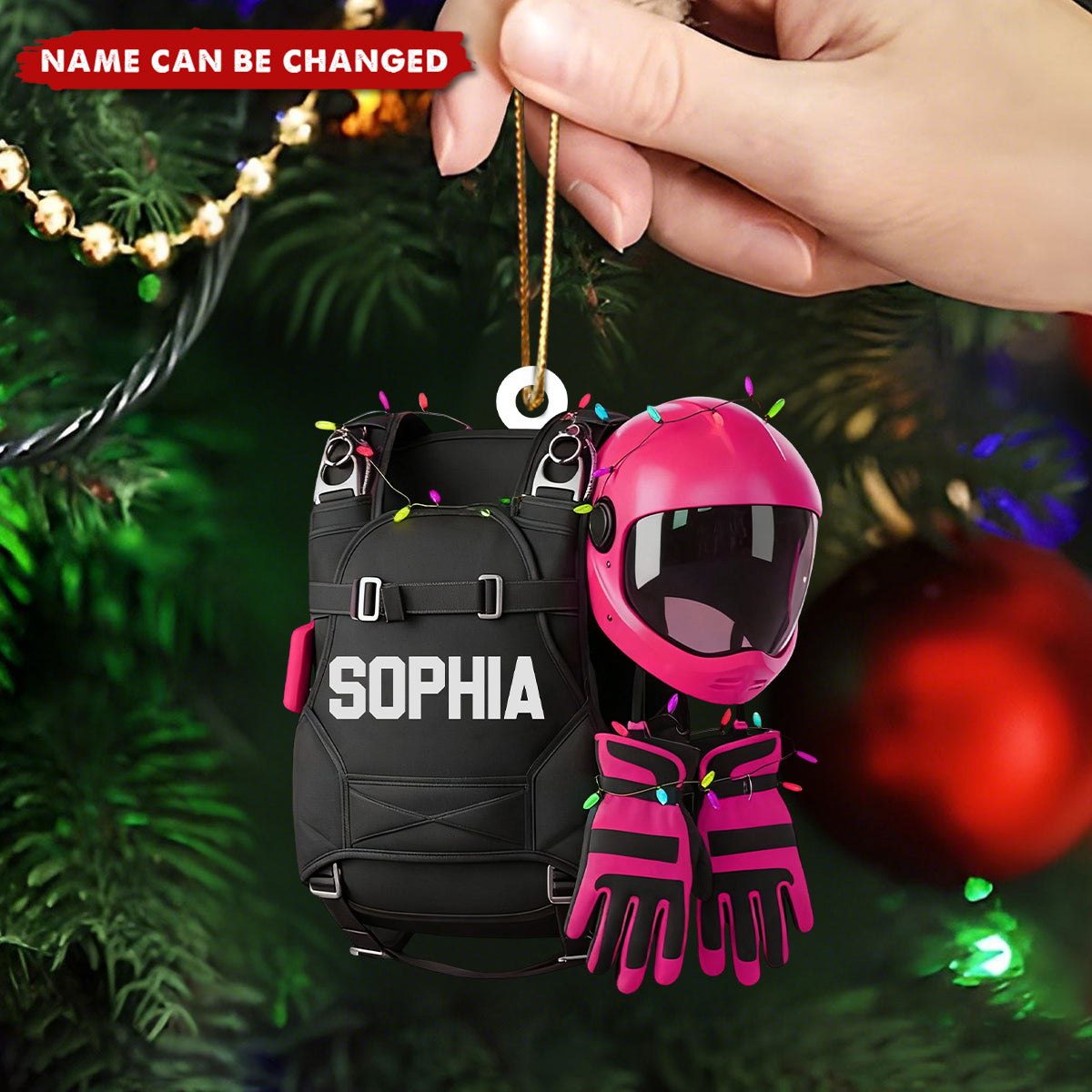 Skydiving Backpack - Personalized Christmas Acrylic Ornament