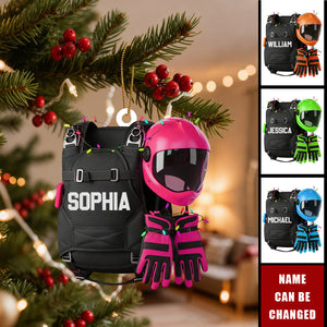 Skydiving Backpack - Personalized Christmas Acrylic Ornament