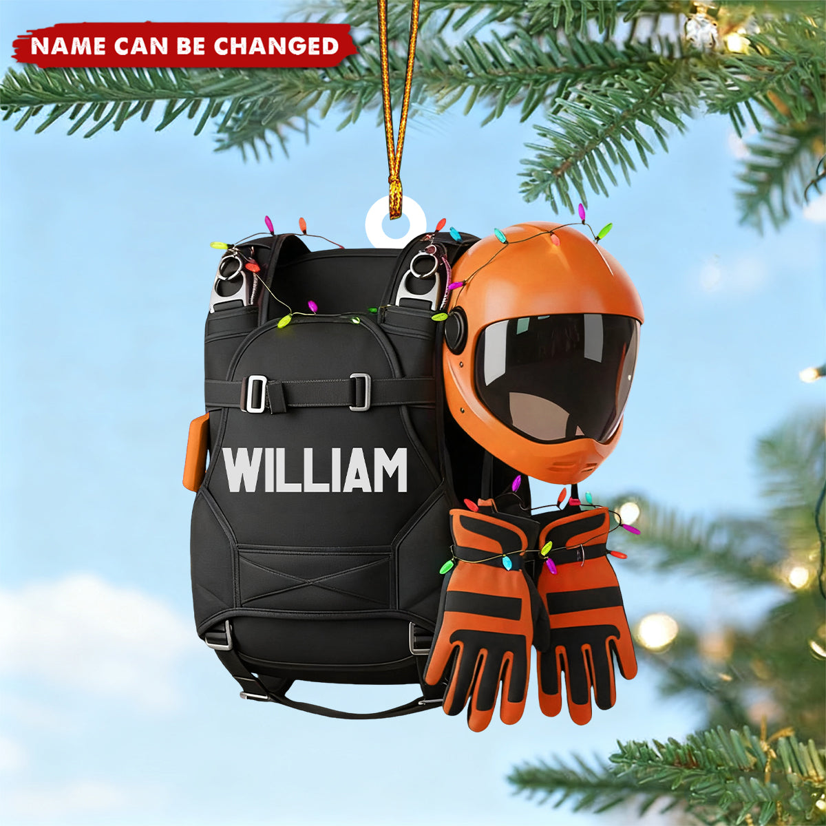 Skydiving Backpack - Personalized Christmas Acrylic Ornament