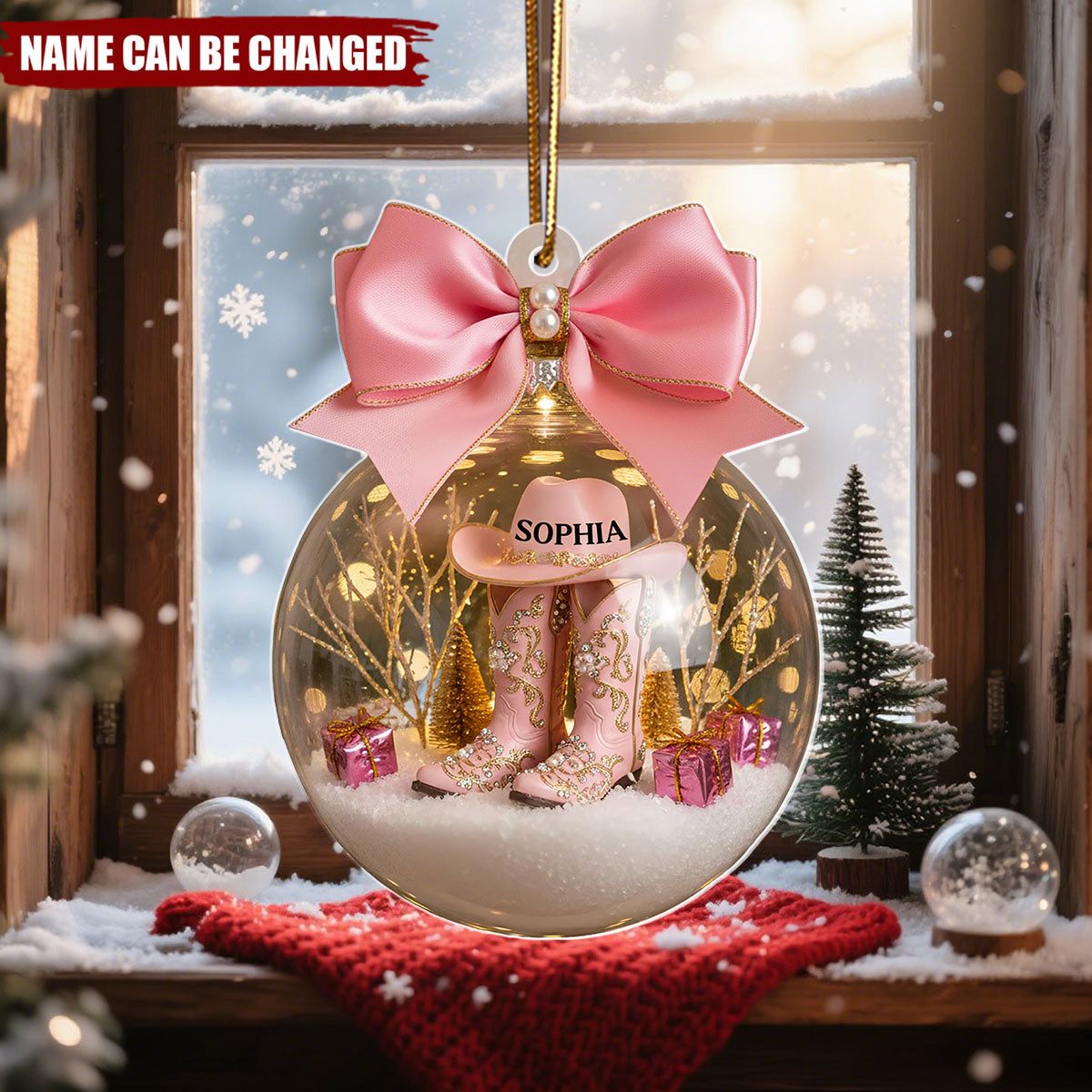 Cowgirl Boots - Personalized Christmas Acrylic Ornament