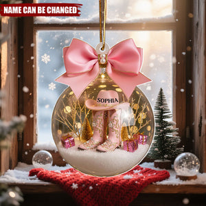 Cowgirl Boots - Personalized Christmas Acrylic Ornament