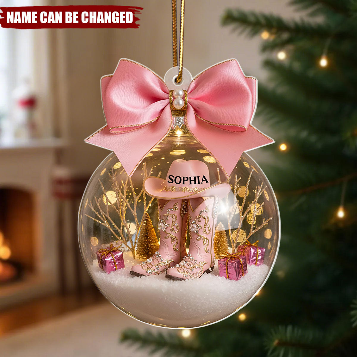 Cowgirl Boots - Personalized Christmas Acrylic Ornament