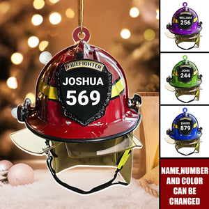 Firefighter Helmet - Personalized Christmas Acrylic Ornament