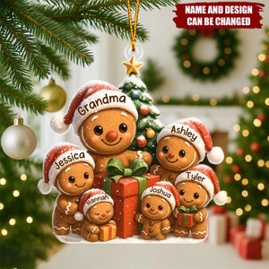 Gingerbread Family - Personalized Christmas Acrylic Ornament
