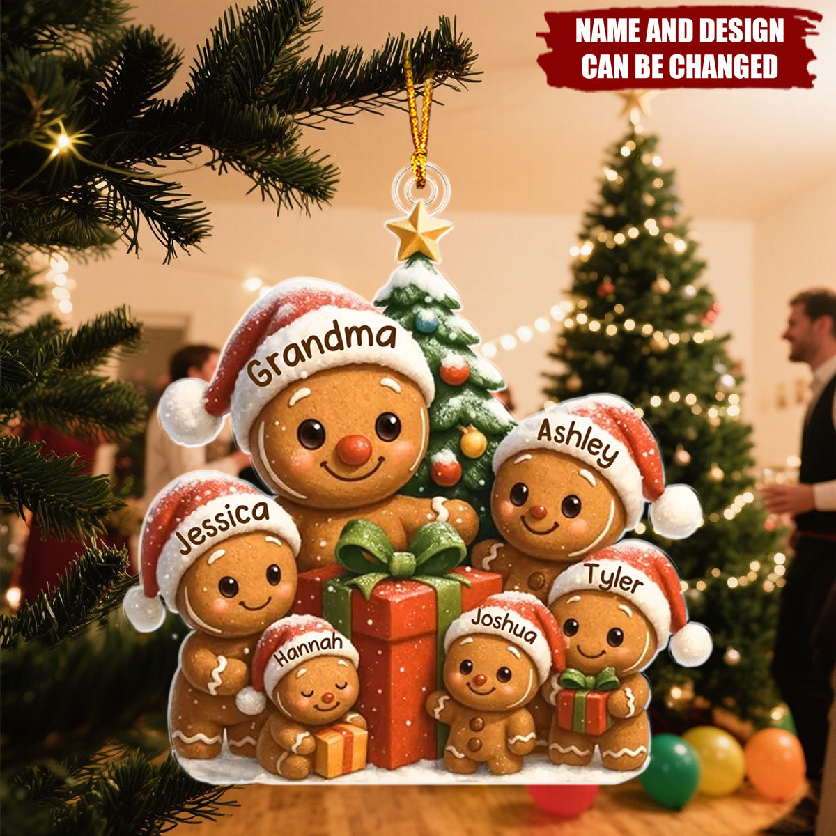 Gingerbread Family - Personalized Christmas Acrylic Ornament
