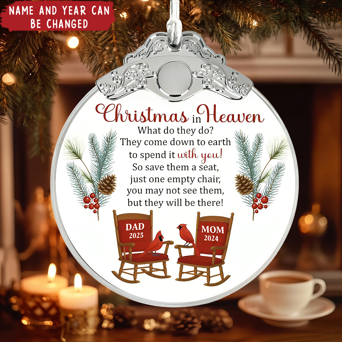 Christmas Heaven, Spend It With You - Personalized Glass Ornament With Silver Cap