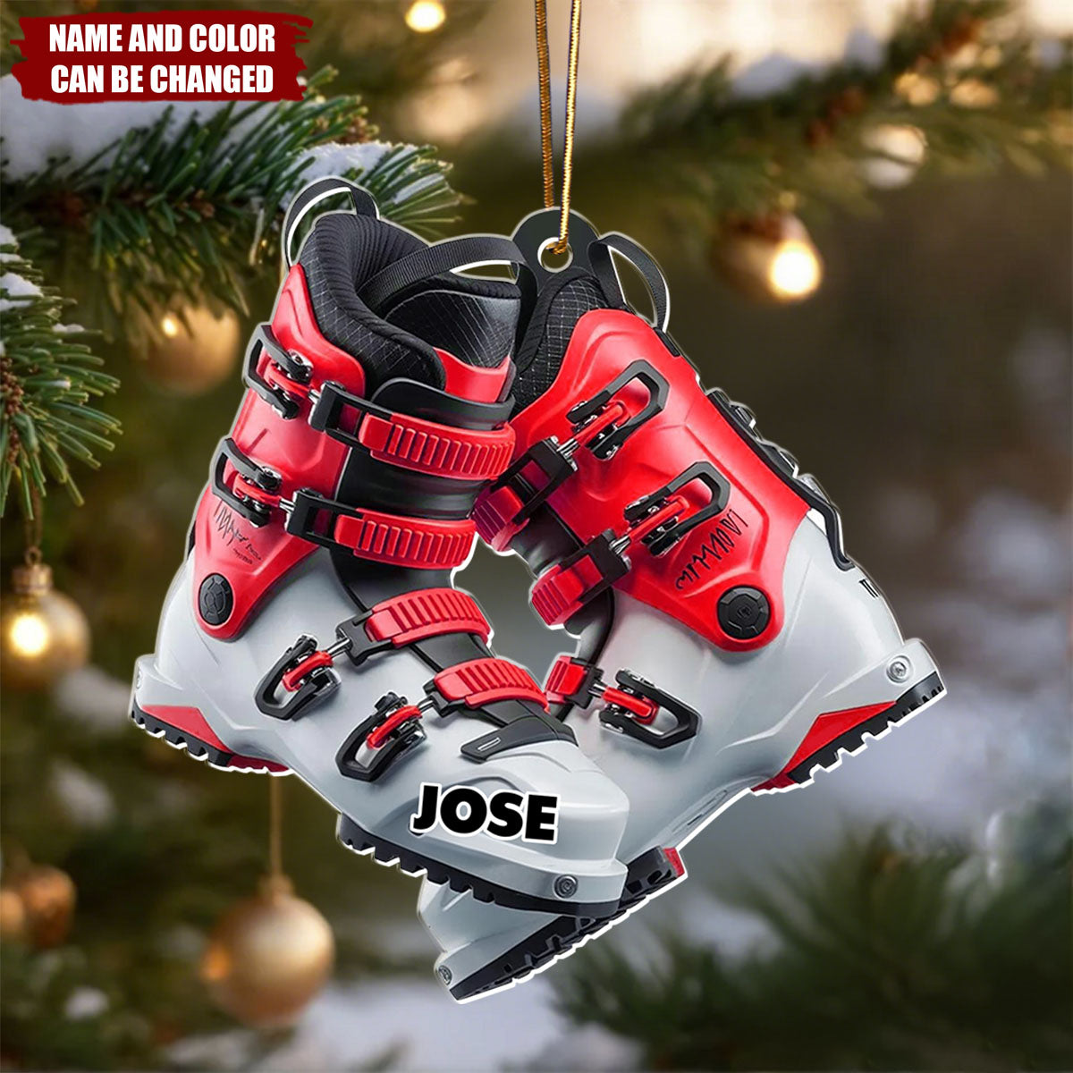 Ski Boots - Personalized Christmas Acrylic Ornament