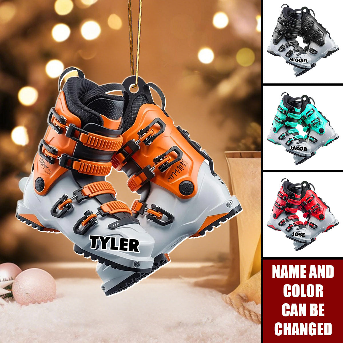 Ski Boots - Personalized Christmas Acrylic Ornament