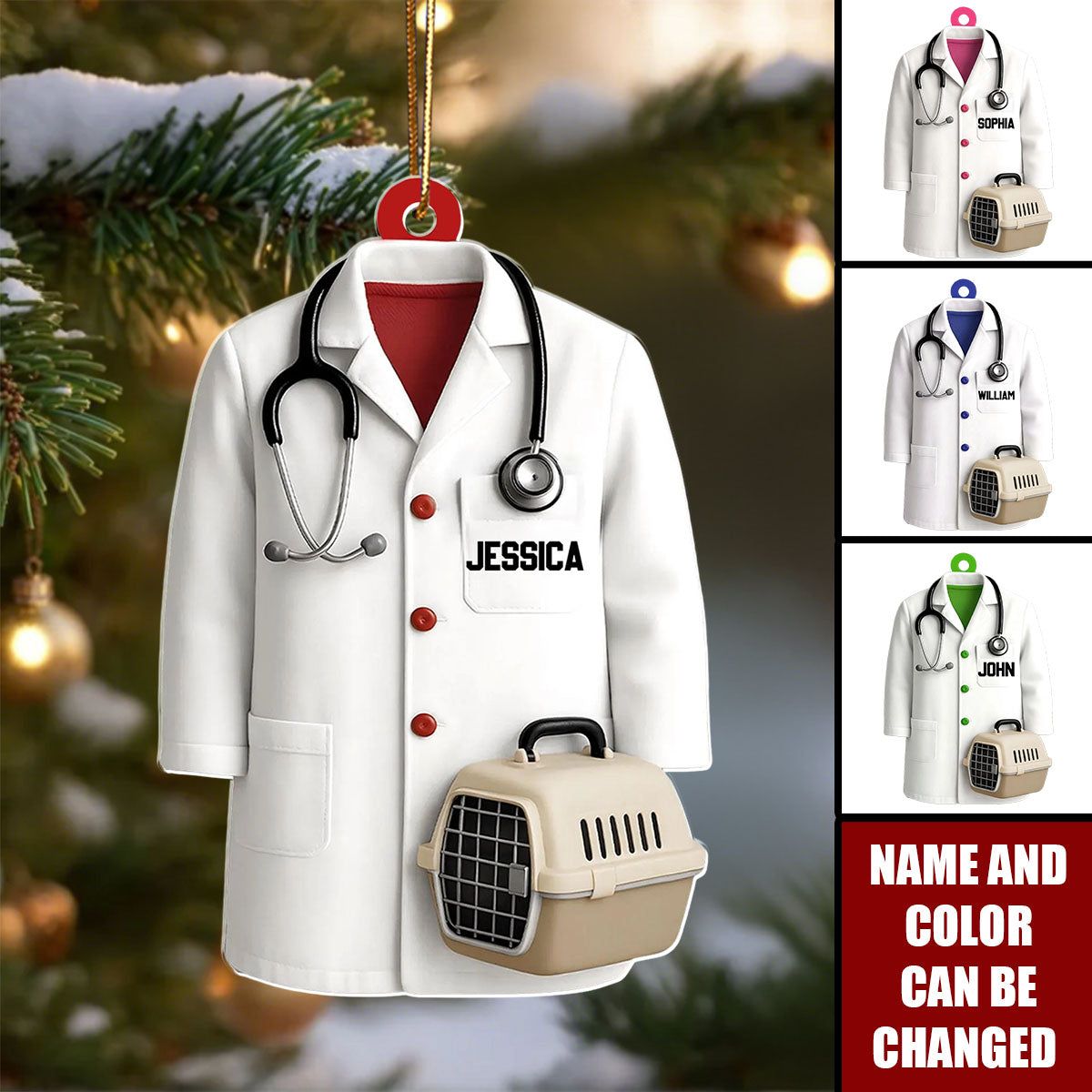 Vet Coat - Personalized Christmas Acrylic Ornament