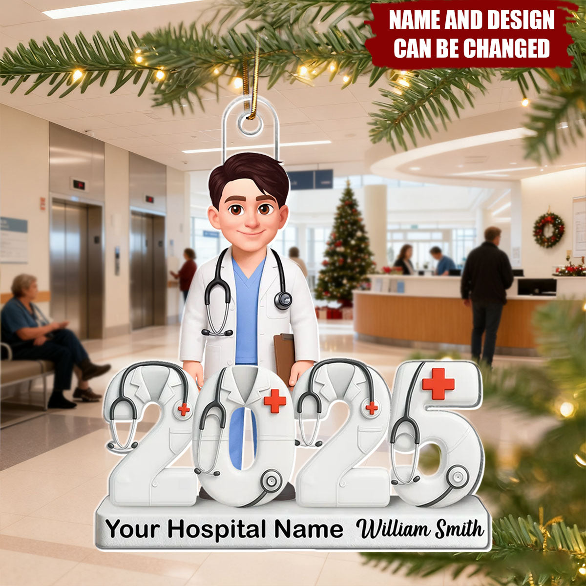 Doctor 2025 3D Effect - Personalized Christmas Acrylic Ornament