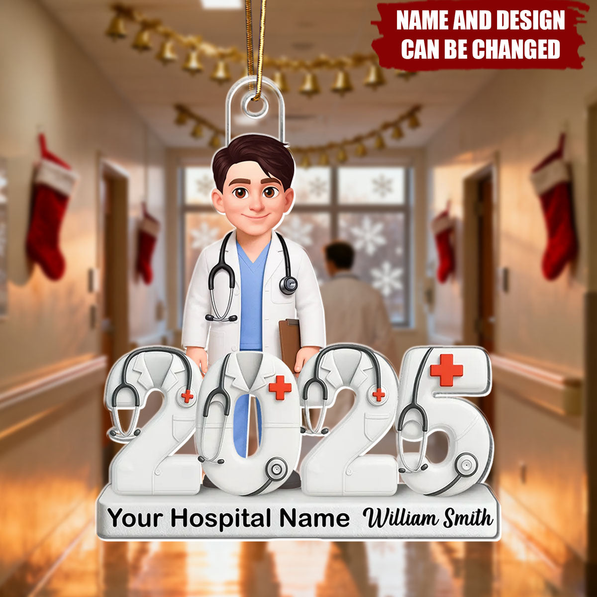 Doctor 2025 3D Effect - Personalized Christmas Acrylic Ornament
