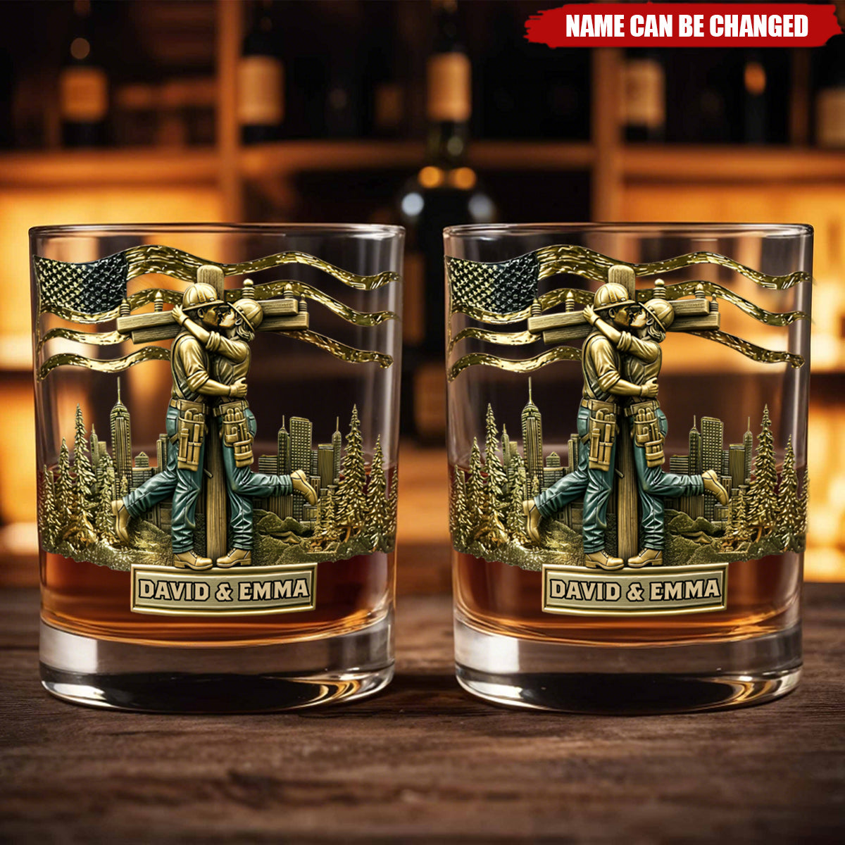 Lineman & Linewoman Legacy Glass - Personalized Lineman Whiskey Glass