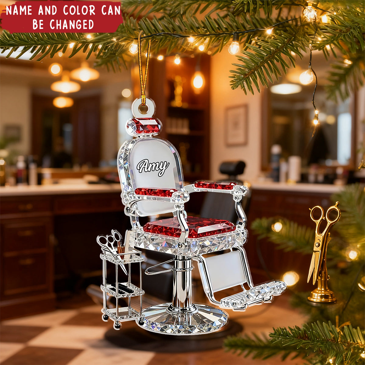 Barber Chair - Personalized Christmas Acrylic Ornament