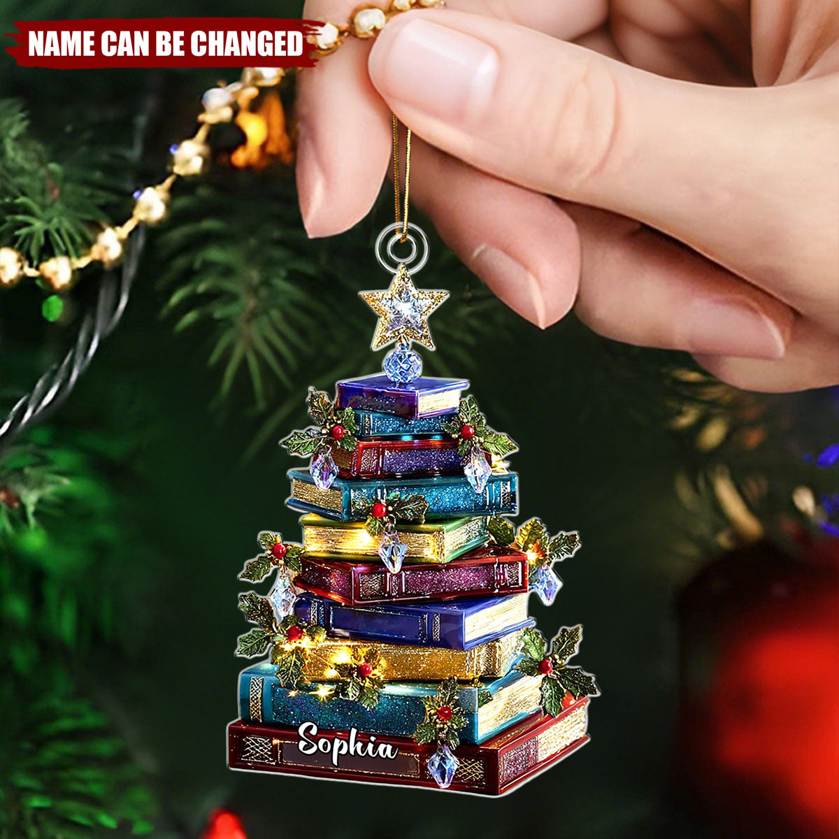 Book Tree for Christmas - Personalized Christmas Acrylic Ornament