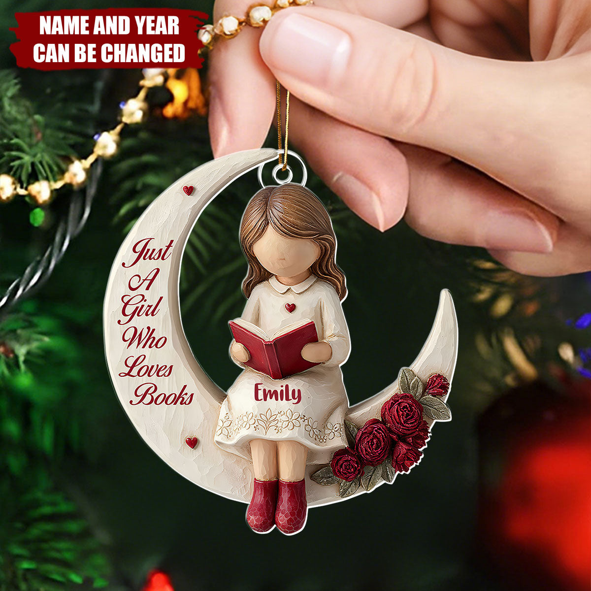 Just A Girl Who Loves Books - Personalized Christmas Acrylic Ornament
