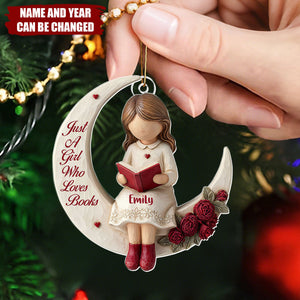 Just A Girl Who Loves Books - Personalized Christmas Acrylic Ornament