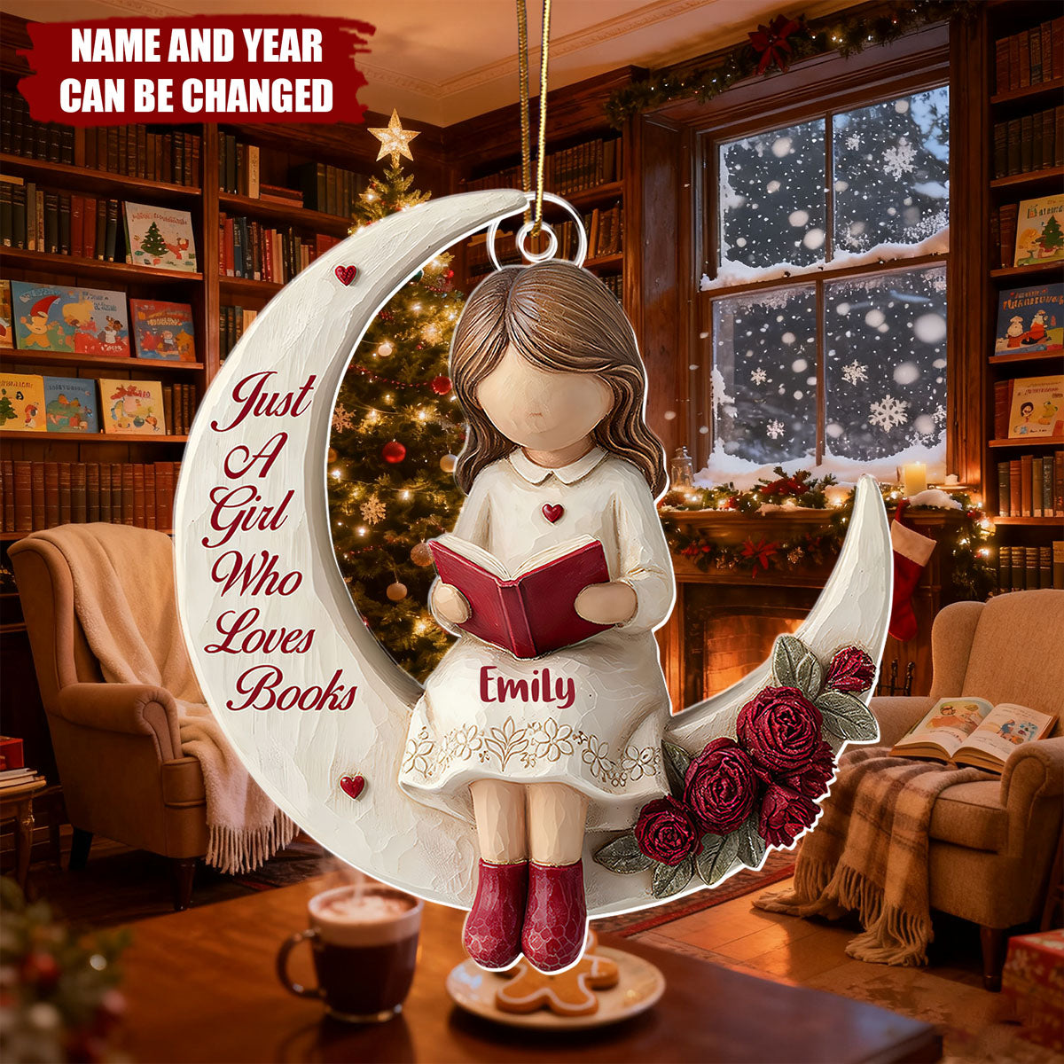 Just A Girl Who Loves Books - Personalized Christmas Acrylic Ornament