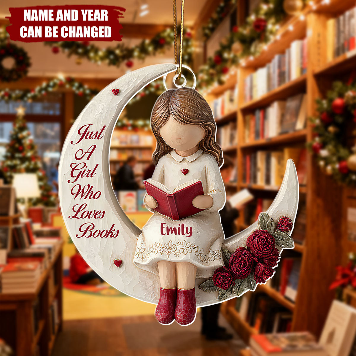 Just A Girl Who Loves Books - Personalized Christmas Acrylic Ornament