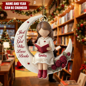 Just A Girl Who Loves Books - Personalized Christmas Acrylic Ornament