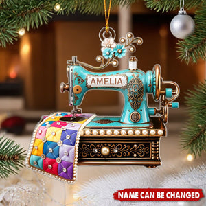 Sewing Machine - Personalized Christmas Acrylic Ornament, Gift For Seamstress