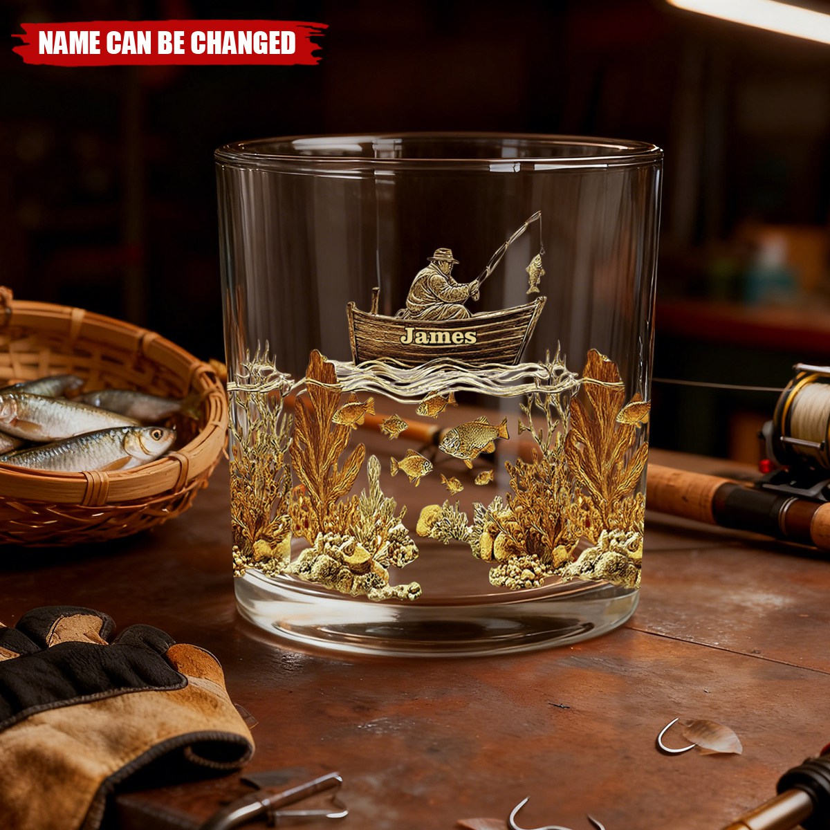 Fishing Man - Personalized Fishing Whiskey Glass, Gifts For Fishing Lovers