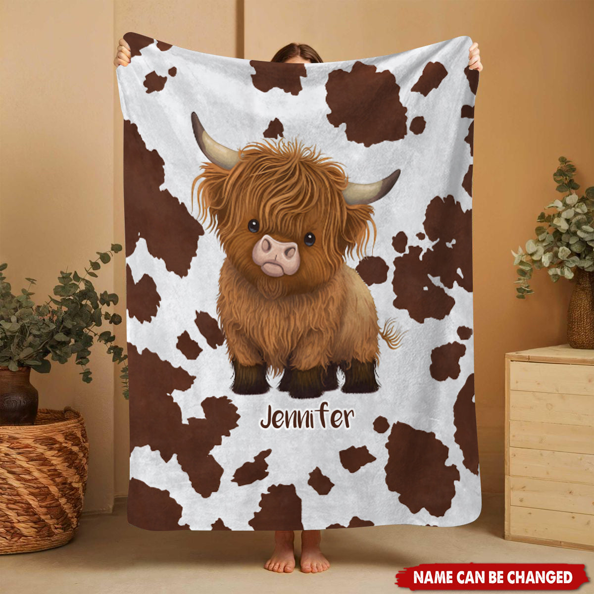 Cute Highland Cow - Personalized Blanket