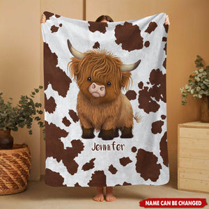 Cute Highland Cow - Personalized Blanket