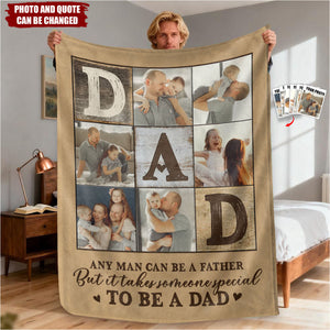Photo Collage Blanket for Dad – Personalized Gifts With Family Pictures, Gift For Dad On Birthday, Christmas, Father’s Day Gift from Kids