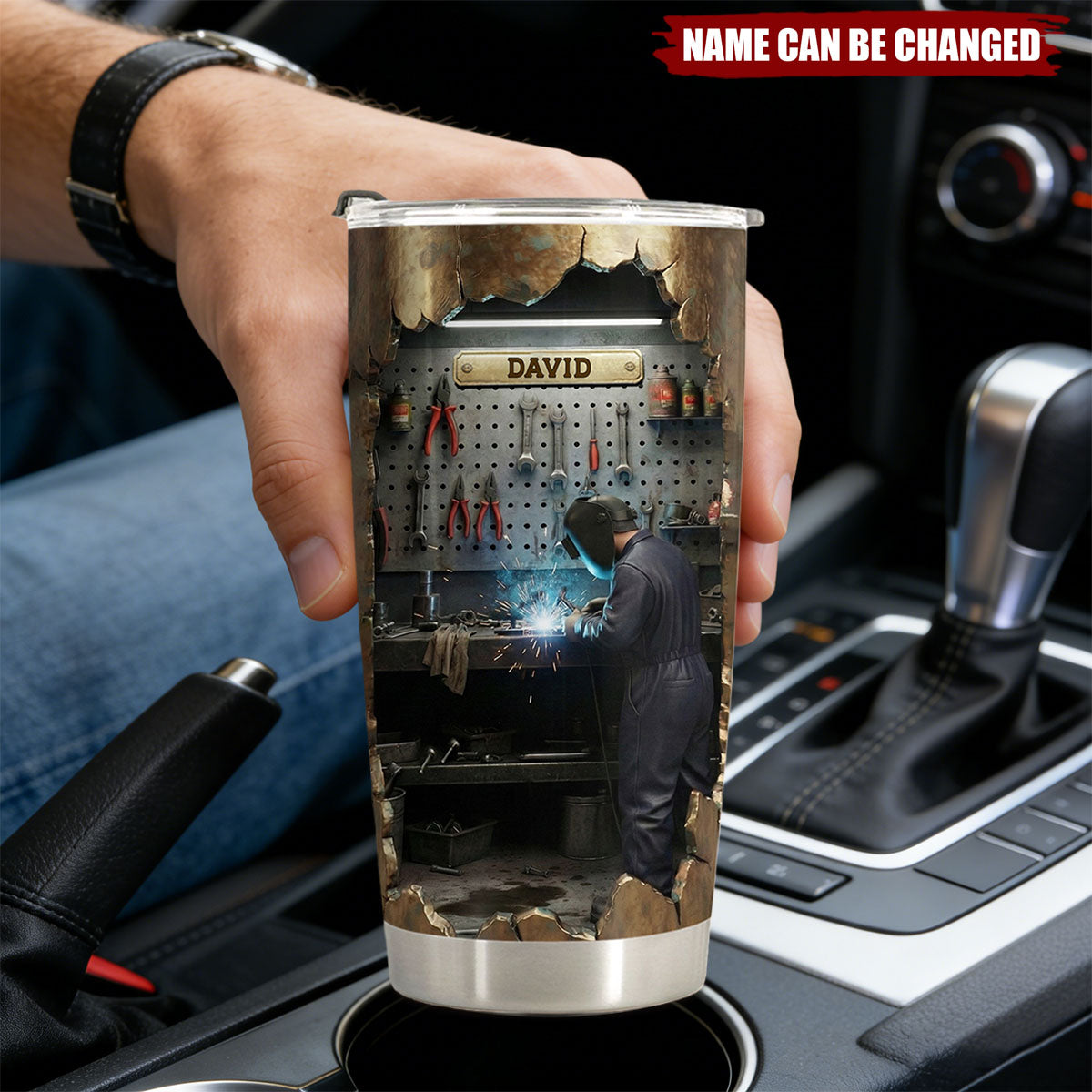 Hard At Work Welder - Custom Stainless Steel Tumbler, Gift For Welders