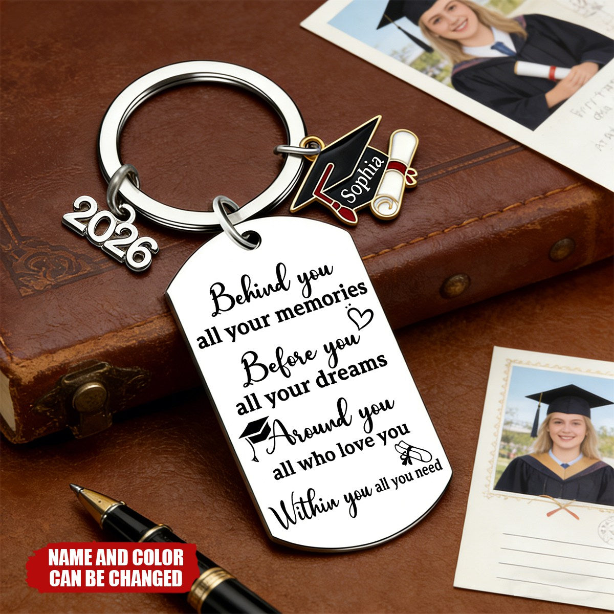 Family Personalized Custom Graduation Keychain - Graduation Gift For Family Members, Brothers, Sisters