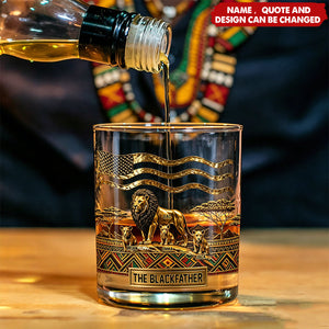 The Black Lion Dad - Personalized African American Whiskey Glass