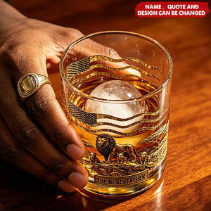 The Black Lion Dad - Personalized African American Whiskey Glass